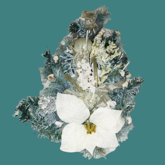 NEW Blue/White Winter Christmas Holiday Floral Spray Hangable Centerpiece 🎉HP🎉 - Picture 14 of 16